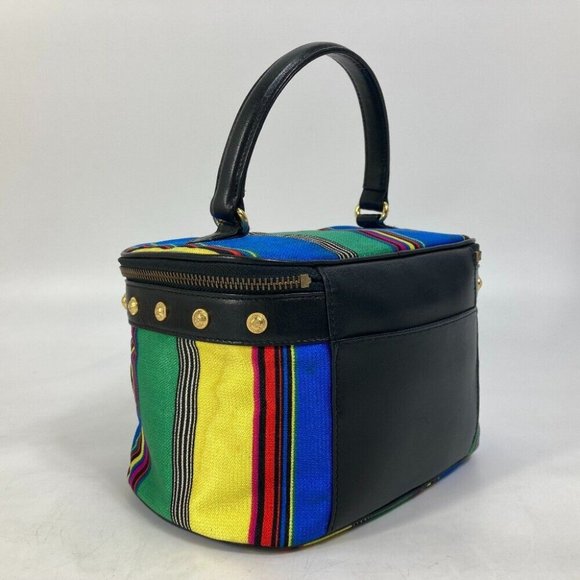 VERSACE vintage stripe Hand Bag pouch with mirror Vanity bag Multicolore - Picture 15 of 16